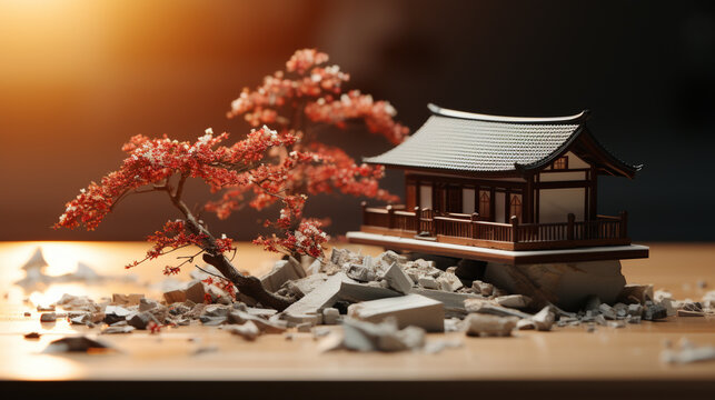 japanese temple in kyoto country HD 8K wallpaper Stock Photographic Image