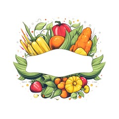 Vegetables on a white background. Logo. Free space for the name
