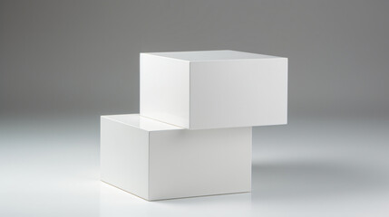 Two level offset white square cube boxes block