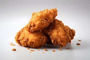 Crispy Fried chicken pieces isolated on background