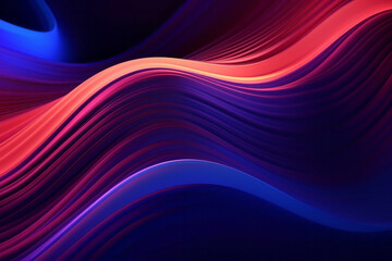 Obraz premium 3d render. Abstract neon background of glowing lines. Fantastic wallpaper