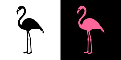 pink flamingo silhouette creative branding idea collection for business company. simple logos, minimalist, abstract vector design, icon for brand identity