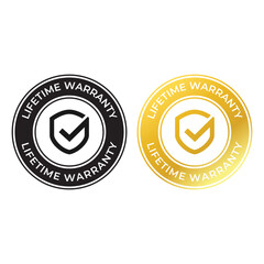 Golden banner lifetime warranty. Lifetime Warranty label, sticker, seal, badge, icon, logo, signflat vector illustration