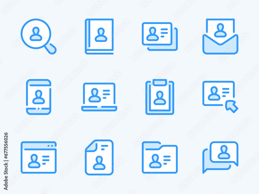 Poster user and profile vector line icons. account settings and personal services outline icon set. identit