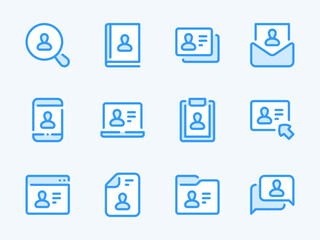 User and Profile vector line icons. Account settings and Personal services outline icon set. Identity, Website Page, Folder, Personal Information, Identification, Biography and more.
