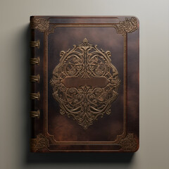 closeup of old leather book cover mockup