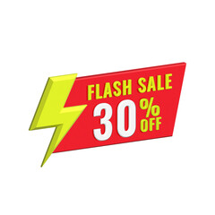 Flash sale 30 percent tag banner 3d sign red and yellow color