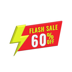 Flash sale 60 percent tag banner 3d sign red and yellow color