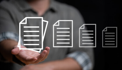 Questionnaire online with checkboxes, Businessman Take an assessment, Evaluation, Online survey online exam Choosing the right answer in the exam, Test questions. Filling out an online survey form.