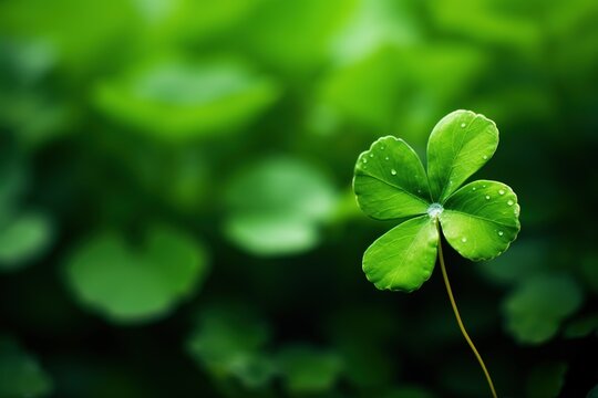 Green clover leaves on a dark background. St.Patrick's Day.