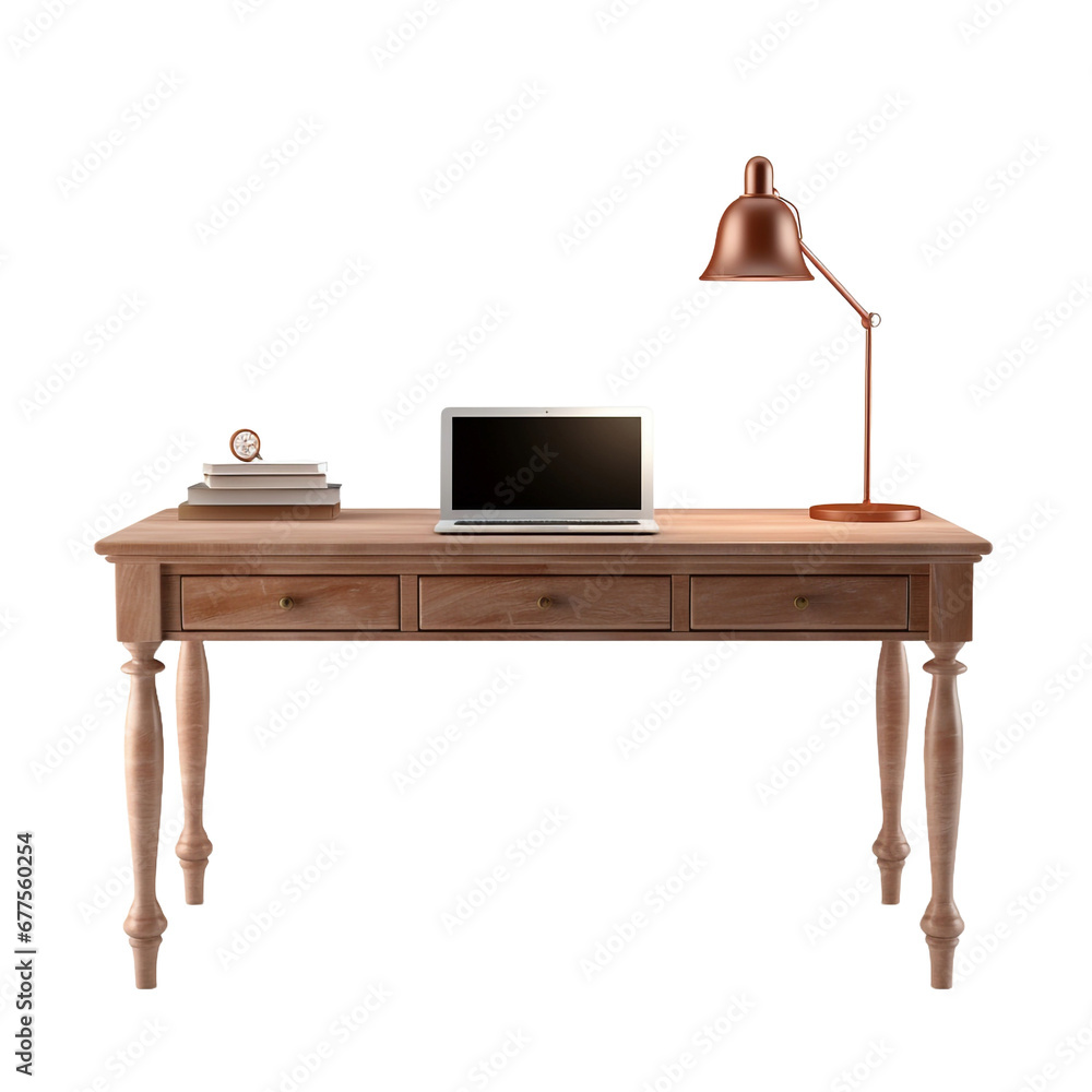 Poster computer desk isolated on transparent background