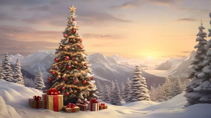 Foto op Plexiglas Festtagsstimmung unterm Baum: Geschenke im winterlichen Ambiente © Max