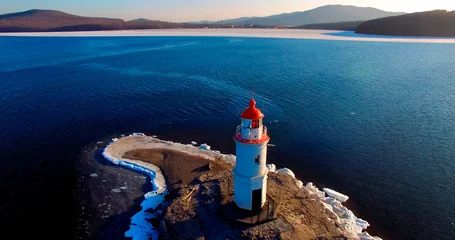 Rolgordijnen Tokarevsky lighthouse. Vladivostok, Russia © vvicca