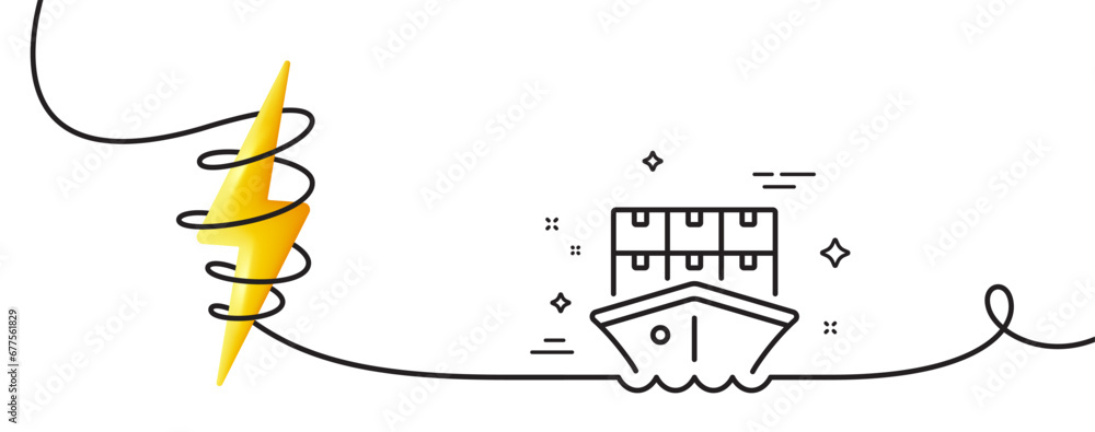 Poster shipment line icon. continuous one line with curl. logistic ship service sign. delivery freight boxe