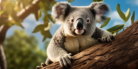 Obraz premium Koala perched on a tree limb