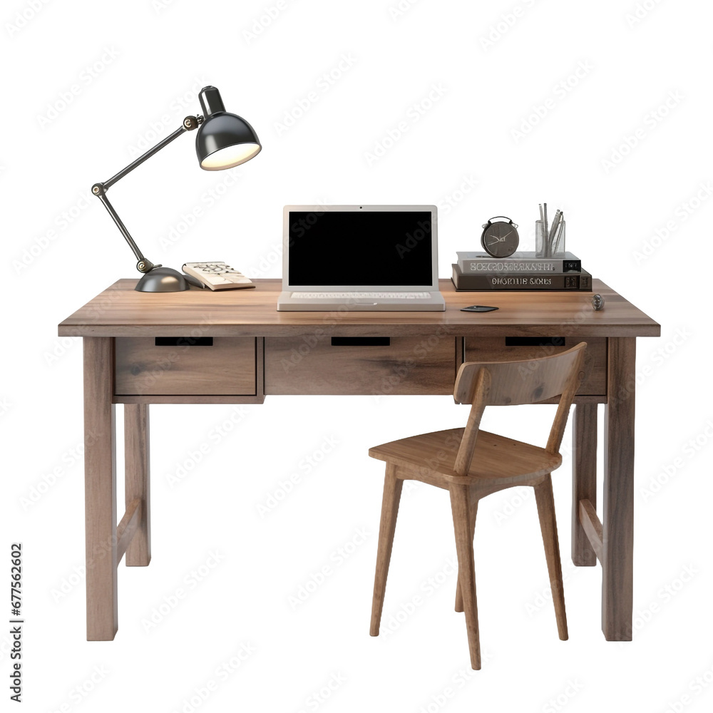 Poster computer desk isolated on transparent background