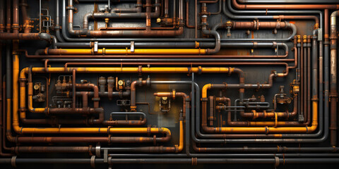 Metal pipes running through an industrial complex
