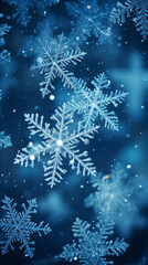 Fototapeta na wymiar blue winter landscape background with snowflakes.