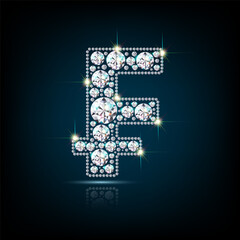 Franc currency symbol diamond vector realistic eps10