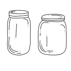 Hand drawn of glass bottle outline, vector illustration.