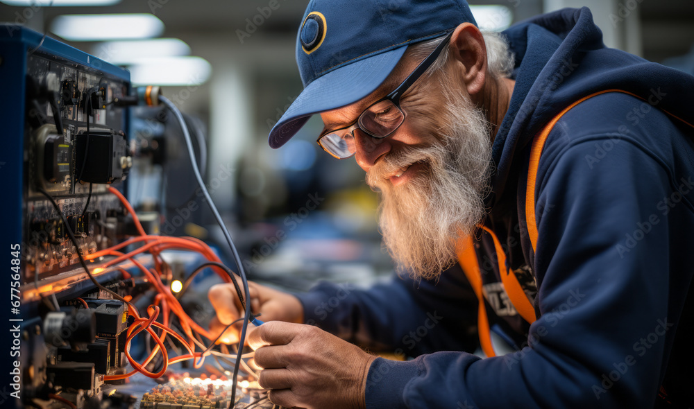 Poster technical specialist building advanced electrical controls for engineering projects