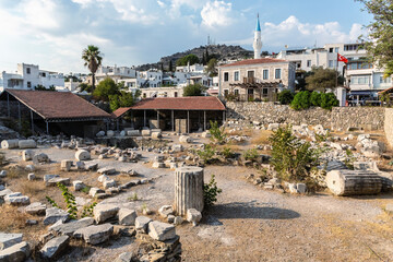 The ruins of the Mausoleum at Halicarnassus (Tomb of Mausolus) in Bodrum, Turkey - obrazy, fototapety, plakaty