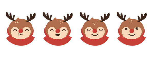 Reindeer cartoons isolated on white background vector illustration.