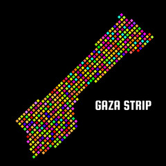 Dotted Gaza Strip map isolated on black background. Vector illustration
