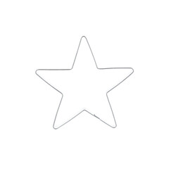 Blank metal wire star shape isolated on white background. Star shaped cookie cutters.