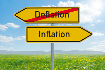Pfeilwegweiser - Deflation und Inflation