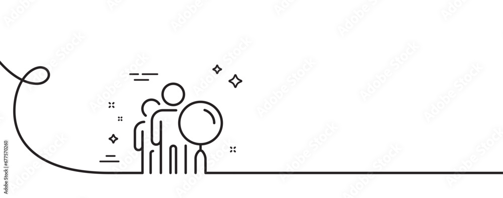 Aufkleber search people line icon. continuous one line with curl. find employee sign. magnify glass. search pe