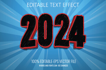  Editable 3d text effect 2024 graphic style 3d design