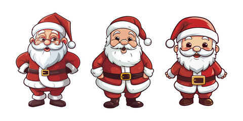 Santa claus christmas cartoon character vector set