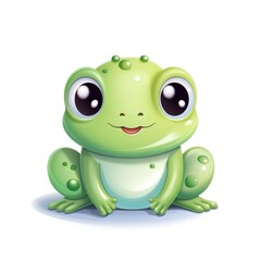 Cute cartoon 3d character frog on white background