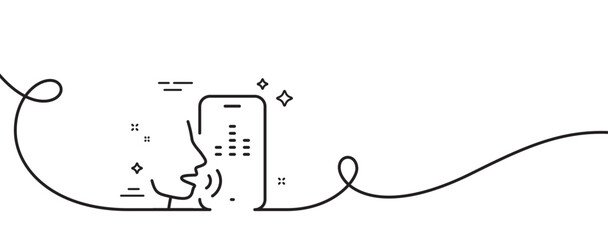 Voicemail line icon. Continuous one line with curl. Record phone voice sign. Cellphone mic symbol. Voicemail single outline ribbon. Loop curve pattern. Vector