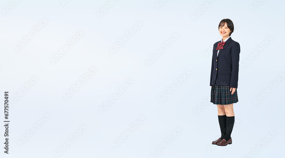 Aufkleber 制服を着た女子学生　切り抜き全身写真（切り抜き背景透過pngも販売しております。作成者リンクから「png」で検索してください）