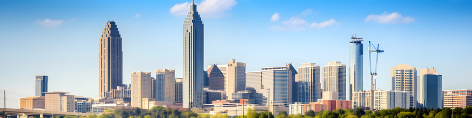 Fototapeta na wymiar Aerial view city of Atlanta with building and blue sky 