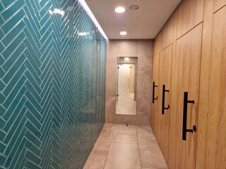 modern interior design of public toilet with decorative light