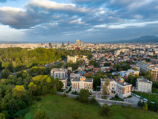 Fototapeta premium Aerial image of Tirana Skyline photographed from a distance