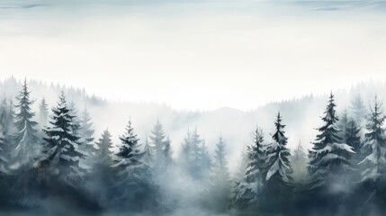 forest wood frozen misty frost illustration tree pine, landscape mountain, snowflake environment forest wood frozen misty frost