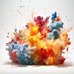 Colorful explosions on white background.