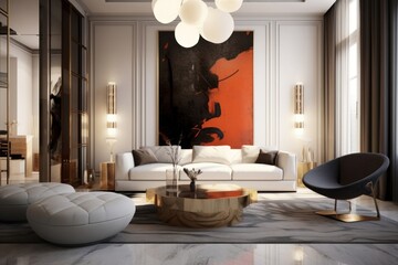 Interior design of modern living room. Generative AI