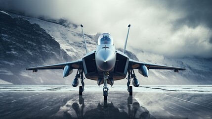 front of modern Fighter jet  - obrazy, fototapety, plakaty