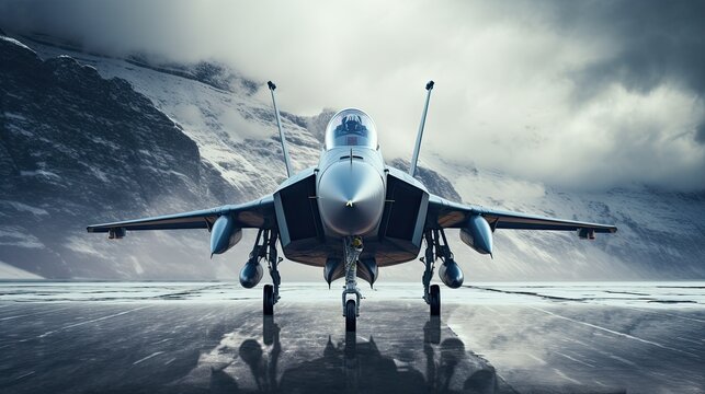 front of modern Fighter jet 