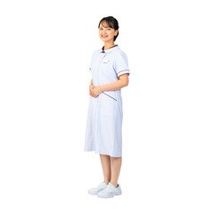 白衣を着た女性　看護師　医師　エステティシャン　切り抜き背景透過PNG