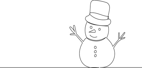 snowman line drawing, outline, vector