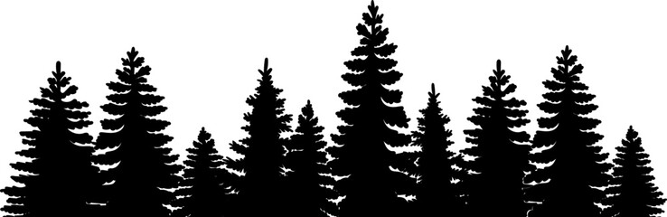 Christmas tree silhouette, forest on a white background vector