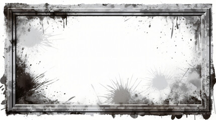 Grunge stencil frame dirt texture border isolated on white background