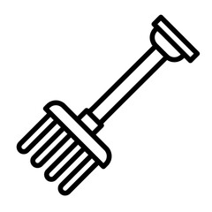 Garden tool, leaf rake, gardening implement, lawn rake, yard tool icon and easy to edit.