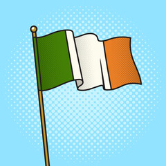 Flag of Ireland pinup pop art retro raster illustration. Comic book style imitation.